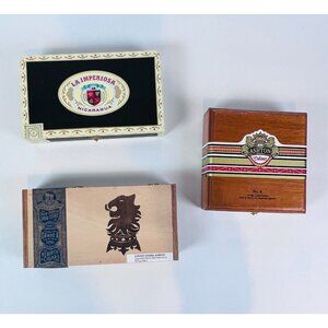 La Imperiosa Nicaragua Wooden Cigar Box Black Gold Empty Storage Pre owned